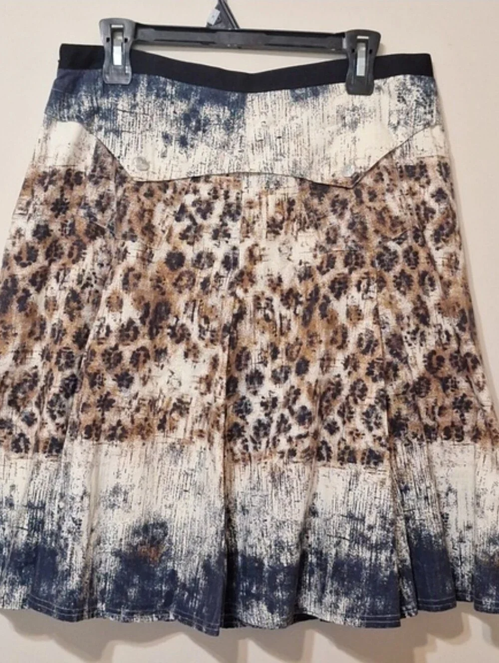 SPANNER Leopard Print Abstract Cotton A-Line Skirt Size 10 - Picture 3 of 5